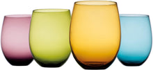 All 4 You Tuscana Wine Glassware Set of 4 (14 oz Stemless, Colored)