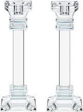 (D) Judaica Set of 2 Crystal Taper Candleholder Clear Modern (9,8'')