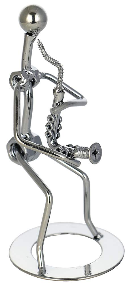 (D) Metal Sa[ Player Decorative Figurine 7 Inch, Gift for Musician