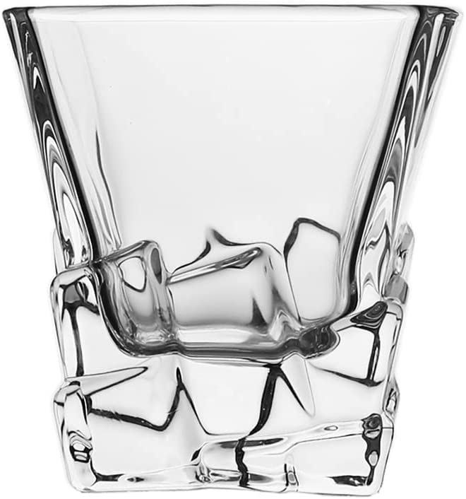 (D) Cube Design Crystal Decanter Set with Six Cups For Cognac 9.63 Oz
