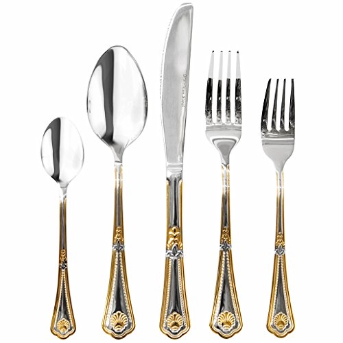 Italian Collection 'Seashell' 20-Pc 18/10 Silverware Flatware Serving