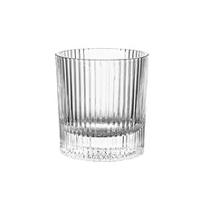 (D) Geometric Elegance: Crystal Glasses with Striped Design (Short Glasses)