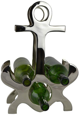 (D) Anchor Style Wine Bottle Holder Silver Bar Counter Decoration