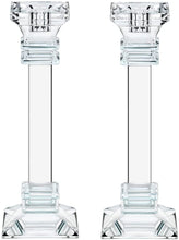 (D) Judaica Tall Clear Crystal Candle Sticks Set of 2 Large Candle Holders