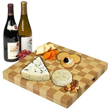 (D) Bamboo Board, Wooden Checkered Chop Board, Serving Board, Kitchen Decor