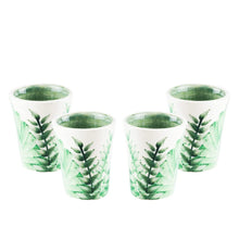 GIFTS PLAZA (D) Mini Ceramic Decorative Cup, Green Palm Ceramic Shot Glasses Set of 4 Pc