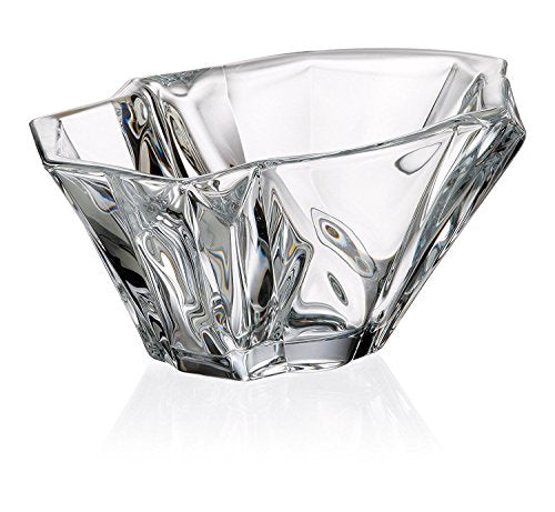 Handmade lead-free crystal candy bowl with geometric Angles design, 8.5 inches wide, clear elegant finish