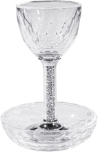 (D) Judaica Crystal Glass with Stones, Kiddush Cup for Passover