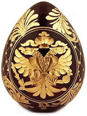 (D) Religious Gifts Faberge Style Crystal Egg Hand Cutted (Brown Eagle)