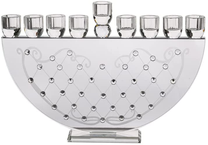 (D) Judaica Exquisite Crystal Menorah 9 Branch 14.6''x9.4'' Candle Holder