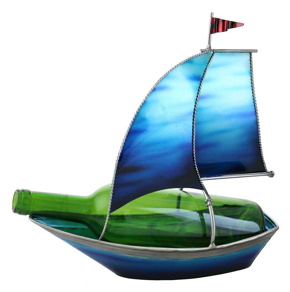 (D) Wine Bottle Holder, Blue Sail Boat, Bar Counter Decoration