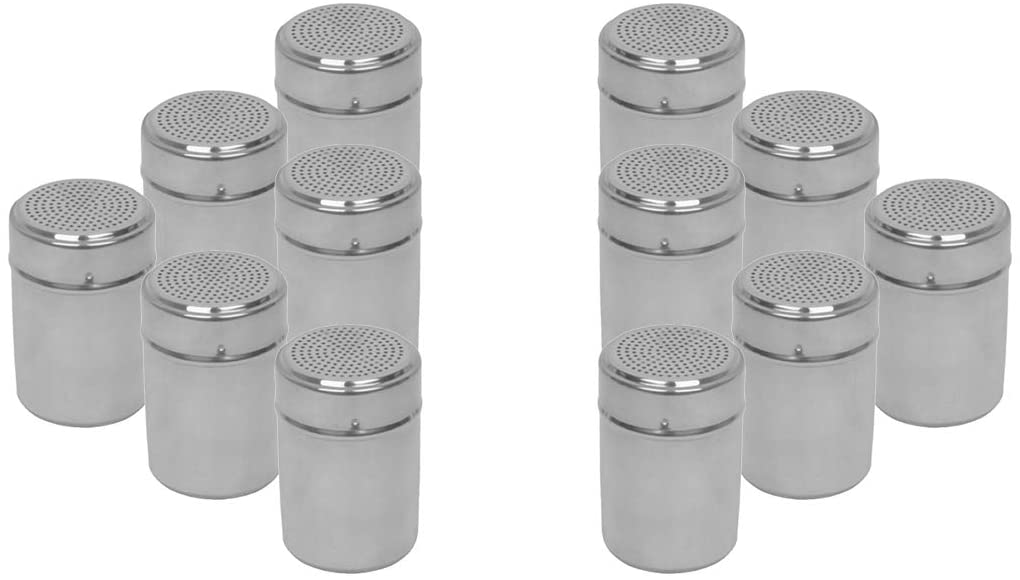 Salt and Pepper Shakers 10 Oz Aluminum, Modern Style Kitchen Utensil (12 PC)
