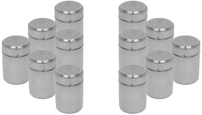 Salt and Pepper Shakers 10 Oz Aluminum, Modern Style Kitchen Utensil (12 PC)
