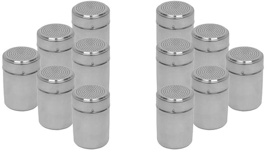 Salt and Pepper Shakers 10 Oz Aluminum, Modern Style Kitchen Utensil (12 PC)