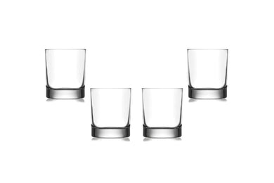 Ada Rocks Stemless Juice Glasses 10.25 Oz, Modern Clear Glassware Set of (4)