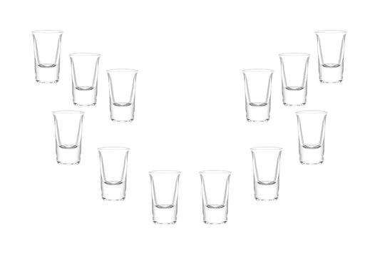 Lord Shooter Shot Glasses 1 Oz, Modern Clear Party Glassware Set of (12)