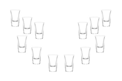 Lord Shooter Shot Glasses 1 Oz, Modern Clear Party Glassware Set of (12)