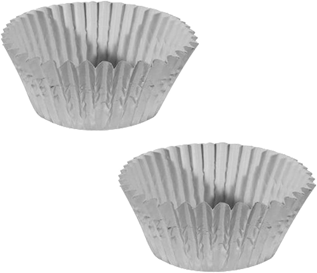 Ateco Baking Cups for Cupcakes or Muffins (2 PC, 1” Base X .75” Silver)