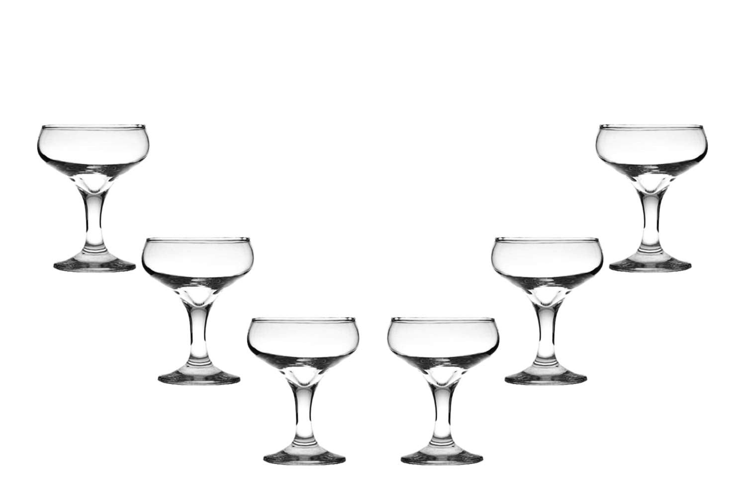 Kouros Champagne Coupe Glasses 6 Oz, Modern Crystal Clear Glassware Set of (6)