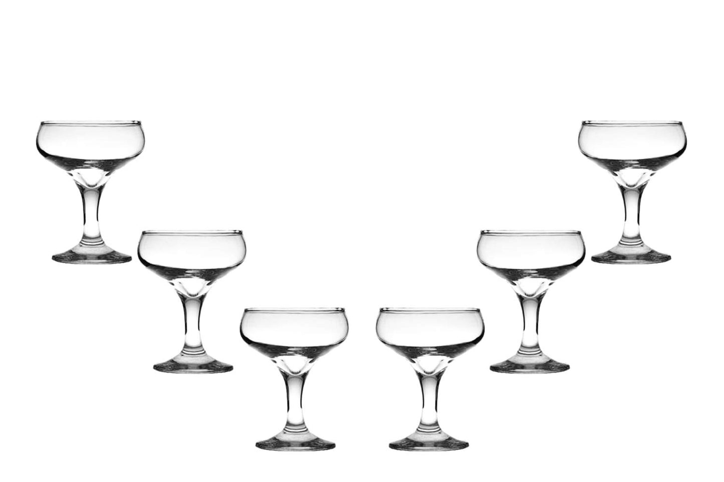 Kouros Champagne Coupe Glasses 6 Oz, Modern Crystal Clear Glassware Set of (6)