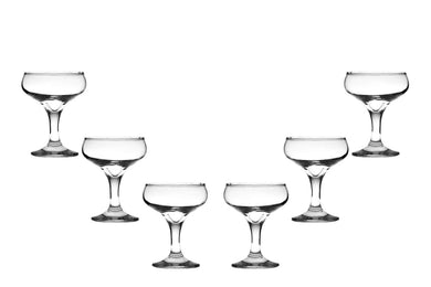 Kouros Champagne Coupe Glasses 6 Oz, Modern Crystal Clear Glassware Set of (6)