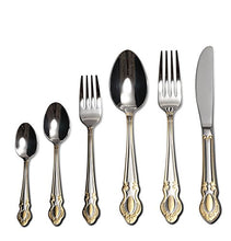 Italian Collection 'Monarch' 75-Piece Premium Surgical Stainless Steel Silverware Flatware Set 18/10, Service for 12, 24K Gold-Plated Hostess Serving Set in a Wooden Case