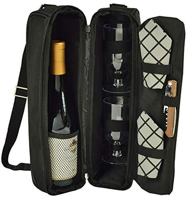 (D) Wine Carrier, Picnic Backpack Bag, Small Set for Outdoor Gray