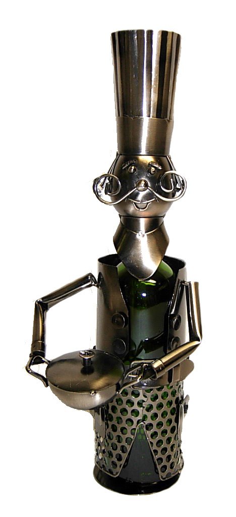 (D) Wine Bottle Holder, Chef with Pot, Bar Counter Decoration