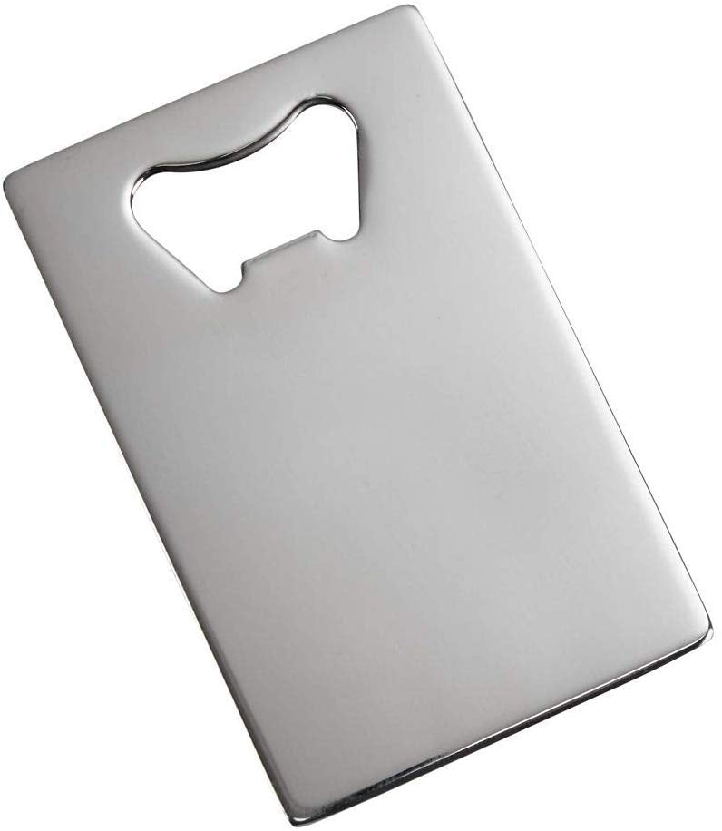 (D) Stainless Steel Bottle Opener, Credit Card Sized, Decorative Wine Opener