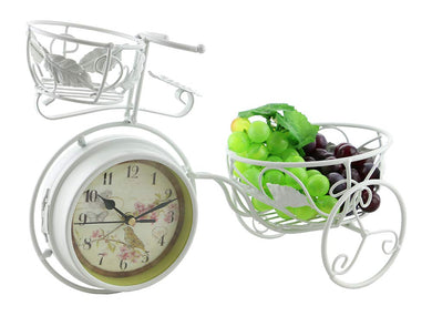 (D) Elegant Table Clock Bike 14 x 10 inches with Flower Pot Holder