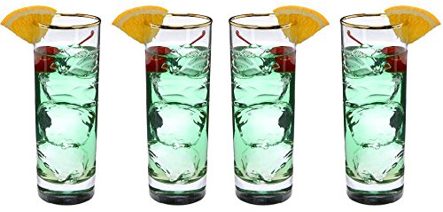 SET of 4pc Luminarc 'Tube' 10 Oz Crystal-Clear Tumblers Water, Soda, Glasses