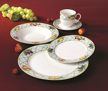 Royalty Porcelain "Citrus" 5-Piece White & Blue Fruity Dinnerware Set, Fine Porcelain, Service for 1