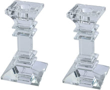 (D) Judaica Set of 2 Crystal Taper Candleholder Clear Modern (5,9'')
