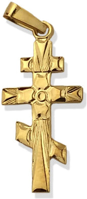(D) Religious Gifts, Three Barred Gold 14kt Gold Cross 1