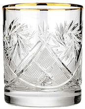Set of 2 Russian Cut Crystal Scotch Whiskey Whisky Rocks Glasses 11-oz, Old Fashioned Vintage DOF Glassware (Rocks Glass w/gold)