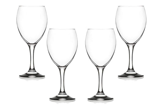Empire Stemmed Wine Glasses 15.5 Oz, Modern Crystal Clear Goblets Set of (4)