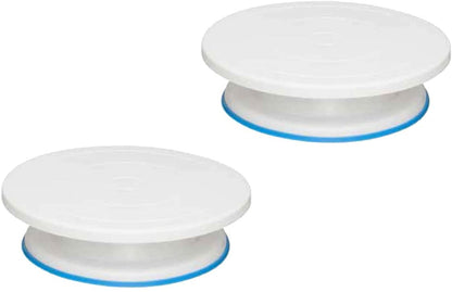 Ateco 608 Revolving Cake Stand, White Ball Bearings Turntable Stand (2 PC)