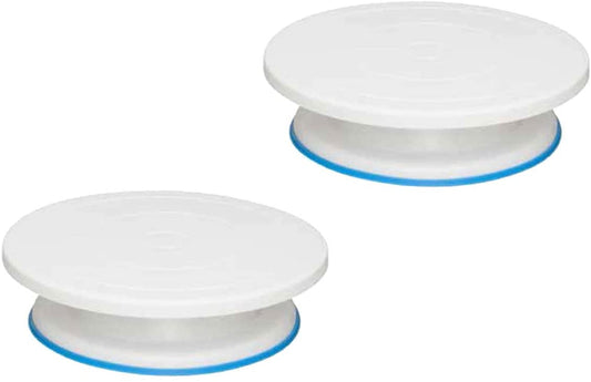 Ateco 608 Revolving Cake Stand, White Ball Bearings Turntable Stand (2 PC)