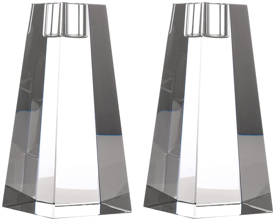 (D) Judaica Crystal Candle Stands Set of 2 Candle Stick Holders
