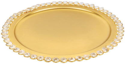 (D) Judaica Charger Plate With Crystal Embellished Border