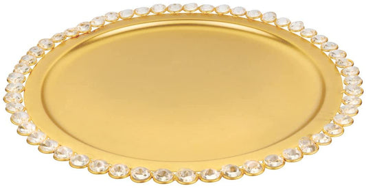 (D) Judaica Charger Plate With Crystal Embellished Border