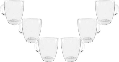 Ideal Clear Glass Tea or Coffee Mug, Tea Cup, 11.5 Oz Set of (6)