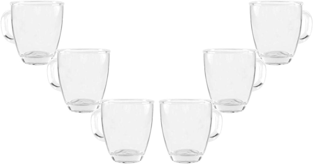 Ideal Clear Glass Tea or Coffee Mug, Tea Cup, 11.5 Oz Set of (6)