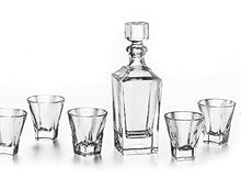 Denizli Set of 21.3 Oz. Clear Glass Decanter and Six 5.41 Oz. Whisky Glasses