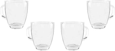 Ideal Clear Glass Tea or Coffee Mug, Tea Cup, 11.5 Oz Set of (4)