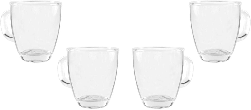 Ideal Clear Glass Tea or Coffee Mug, Tea Cup, 11.5 Oz Set of (4)