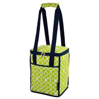 (D) Collapsible Cooler Picnic Backpack Bag for Outdoor 12 x 9.5 Inch (Trellis Green)