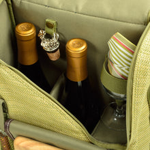 (D) Wine and Cheese Picnic Backpack Bag, Equipped Set for 2 (Green)