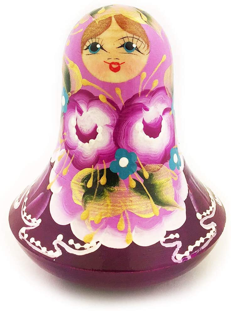 (D) Russian Souvenirs Pink Rolly Polly Doll with Sound Nevalyashka Rosa