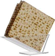 (D) Judaica Lucite Matzah Stand with Swirl Text For Passover (Silver)